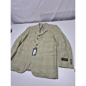 Zanieri Blazer Mens 46L Green Wool Silk Linen Check Sport Coat Jacket NWT